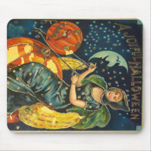 Vintage-Halloween-Hexenplakat Mousepad