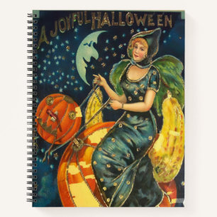 Vintage-Halloween-Hexenplakat Notizblock