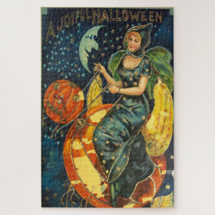 Vintage-Halloween-Hexenplakat Puzzle