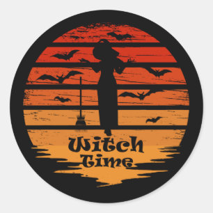 Vintage-Halloween-Hexensaison Runder Aufkleber