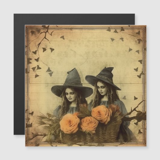 Vintage Halloween-Hexerei (11) Magnetkarte (Vorne/Hinten)