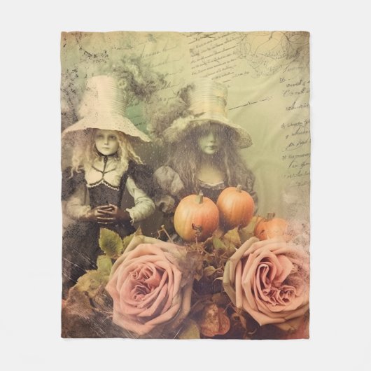 Vintage Halloween-Hexerei (1) Fleecedecke (Vorderseite)