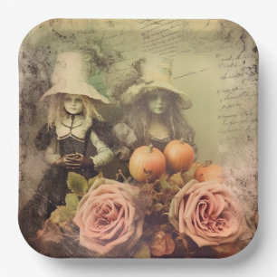Vintage Halloween-Hexerei (1) Pappteller
