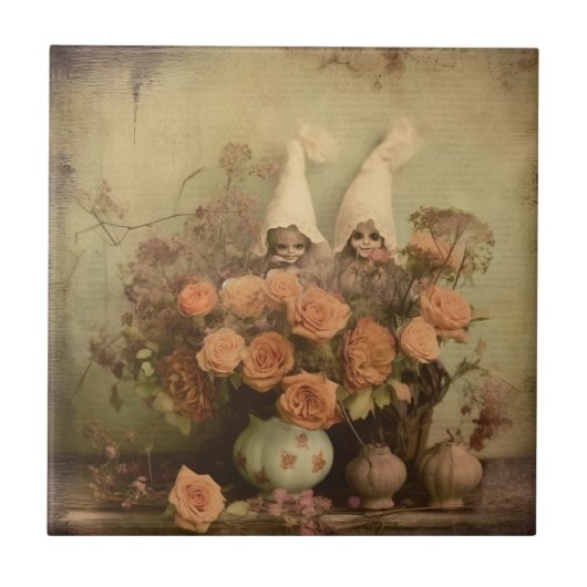 Vintage Halloween-Hexerei (2) Fliese (Vorderseite)