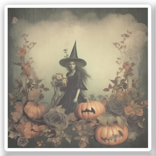 Vintage Halloween-Hexerei (3) Aufkleber (Vorderseite)