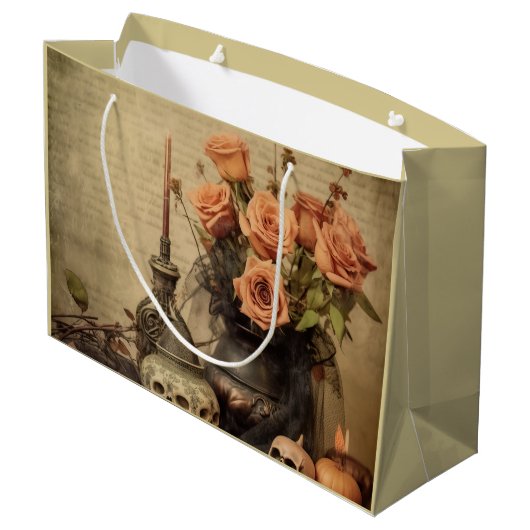 Vintage Halloween-Hexerei (4) Große Geschenktüte (Rückseite Schrägansicht)