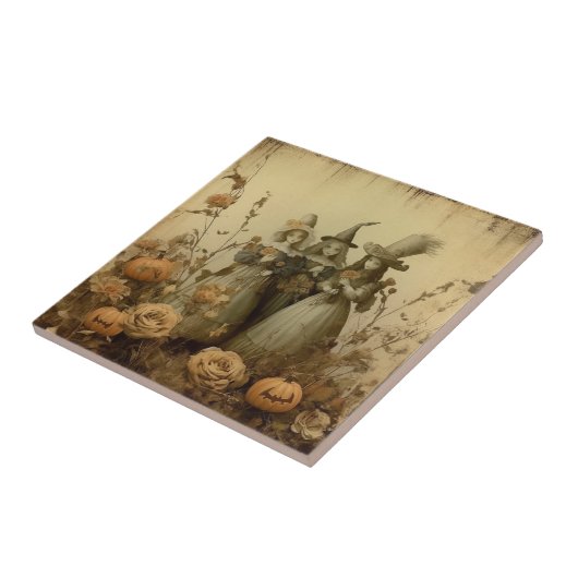 Vintage Halloween-Hexerei (5) Fliese (Seite)