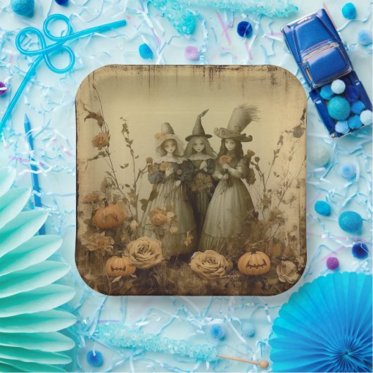 Vintage Halloween-Hexerei (5) Pappteller (Party)
