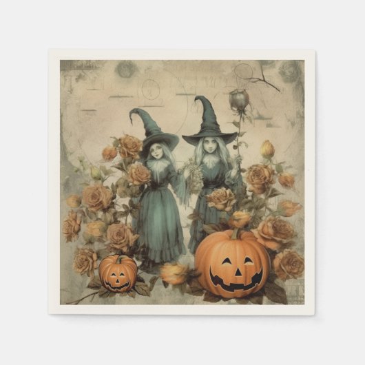 Vintage Halloween-Hexerei (6) Serviette (Vorderseite)