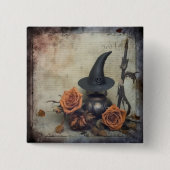 Vintage Halloween-Hexerei (8) Button (Vorderseite)