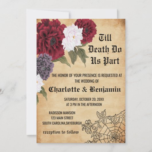 Vintage Halloween-Hochzeit Einladung (Vorderseite)