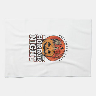 Vintage-Halloween-Horror-Night-Kürbis-Shirt-Design Geschirrtuch
