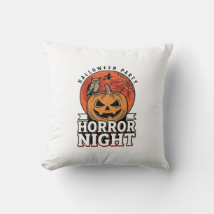 Vintage-Halloween-Horror-Night-Kürbis-Shirt-Design Kissen