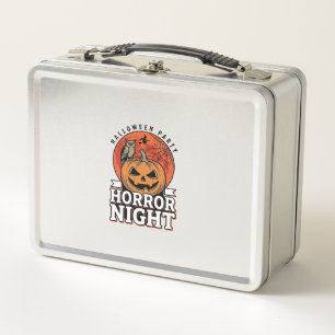 Vintage-Halloween-Horror-Night-Kürbis-Shirt-Design Metall Brotdose