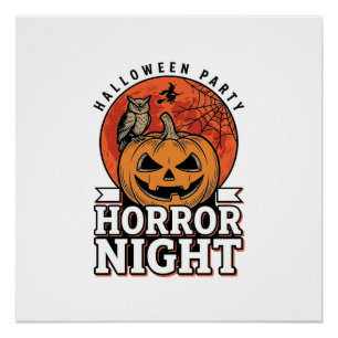 Vintage Halloween Horror Night Kürbis-Shirt-Design Poster