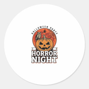Vintage Halloween Horror Night Kürbis-Shirt-Design Runder Aufkleber