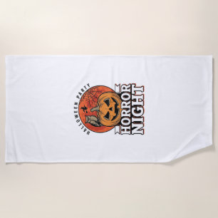 Vintage-Halloween-Horror-Night-Kürbis-Shirt-Design Strandtuch
