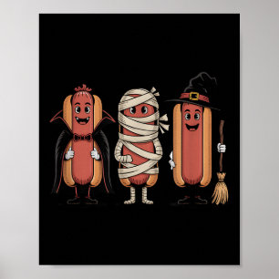Vintage Halloween Hotdog Vampir Hexe Mumie Poster