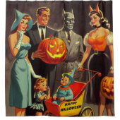 Vintage Halloween-Illustration Duschvorhang (Vorderseite)
