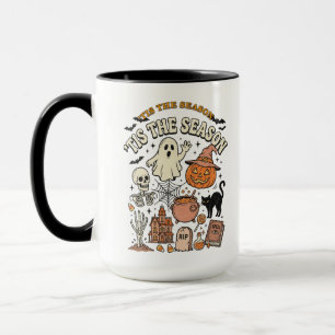 Vintage-Halloween-Illustration einer gespenstische Tasse