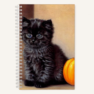 Vintage-Halloween-Illustration einer schwarzen Kat Notizblock