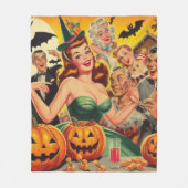 Vintage Halloween-Illustration Fleecedecke (Vorderseite)