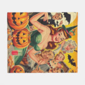 Vintage Halloween-Illustration Fleecedecke (Vorderseite (Horizontal))