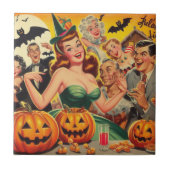 Vintage Halloween-Illustration Fliese (Vorderseite)