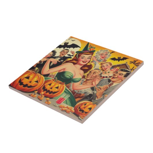 Vintage Halloween-Illustration Fliese (Seite)