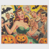 Vintage Halloween-Illustration Geschenkpapier (Flach)