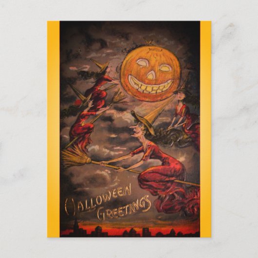 Vintage Halloween-Illustration Postkarte (Vorderseite)