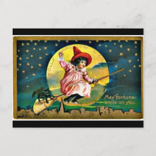 Vintage-Halloween-Illustration Postkarte