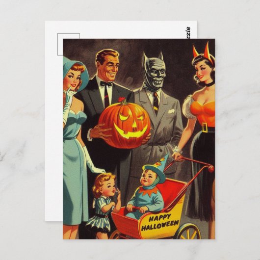 Vintage Halloween-Illustration Postkarte (Vorne/Hinten)
