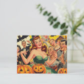 Vintage Halloween-Illustration Postkarte (Stehend Vorderseite)
