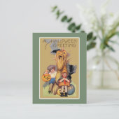 Vintage Halloween-Illustration Postkarte (Stehend Vorderseite)
