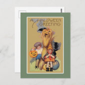 Vintage Halloween-Illustration Postkarte (Vorne/Hinten)