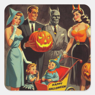 Vintage Halloween-Illustration Quadratischer Aufkleber