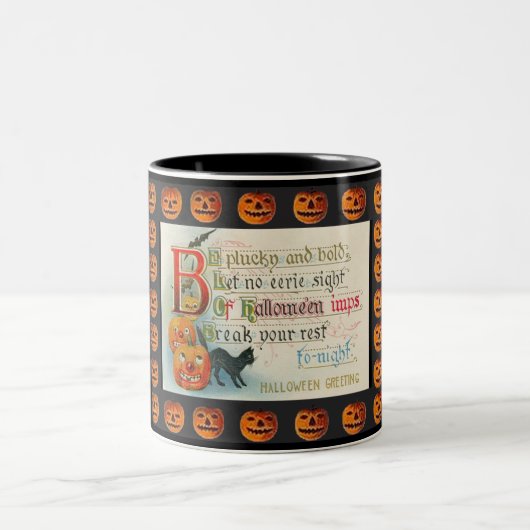 Vintage Halloween-Imps Zweifarbige Tasse (Mittel)