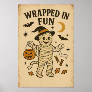 Vintage Halloween in Spaß verpackt Poster
