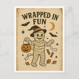 Vintage Halloween in Spaß verpackt Postkarte