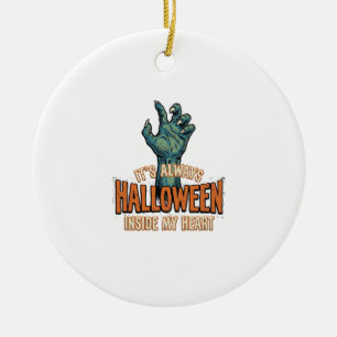 Vintage-Halloween-Inside-My-Heart-Monster-Hand-Des Keramik Ornament