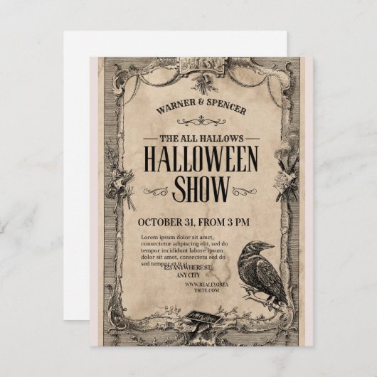 Vintage Halloween Invitation Feiertagskarte (Vorne/Hinten)
