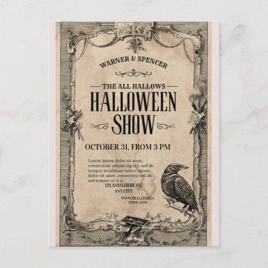 Vintage Halloween Invitation🎃🏴‍☠️ Postkarte (Vorderseite)