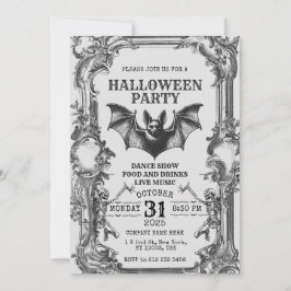 Vintage Halloween Invitation with Skeletons & Bat Einladung