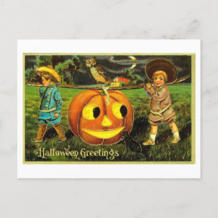 Vintage Halloween-Jack-o-Lantern-Postkarte Postkarte