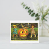 Vintage Halloween-Jack-o-Lantern-Postkarte Postkarte (Stehend Vorderseite)
