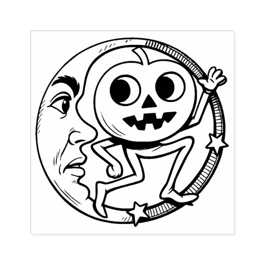Vintage-Halloween-Jack-O'-Lantern-Stempel aus Gumm Gummistempel (Prägung)