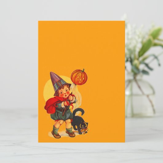 Vintage Halloween JOL Cat Blank Einladung (Stehend Vorderseite)