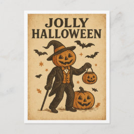 Vintage Halloween Jolly Halloween Postkarte