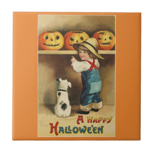 Vintage-Halloween-Junge Fliese